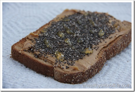 Wheat Toast with PB, chia and honey