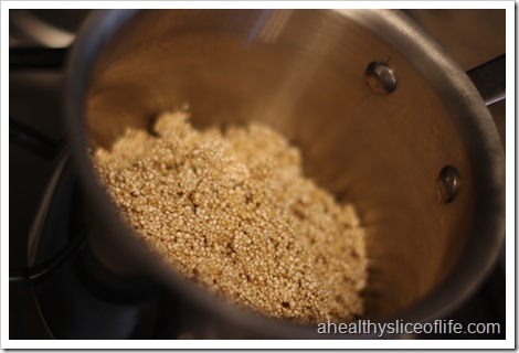 rinsed quinoa in pot