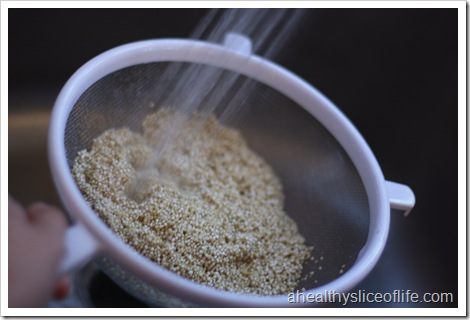 rinsing quinoa