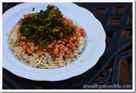rice beans and greens