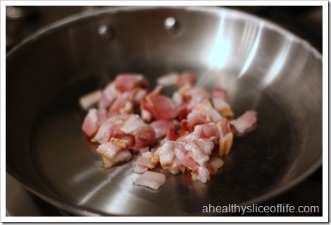 sauteed mushrooms with carmelized shallots - bacon frying