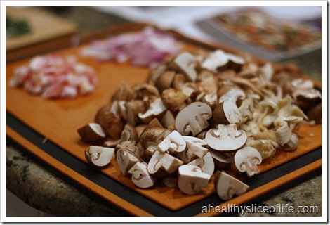 sauteed mushrooms with carmelized shallots -prepped mushrooms