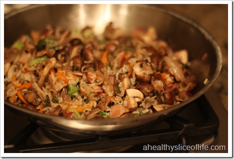 sauteed mushrooms with carmelized shallots - with rice