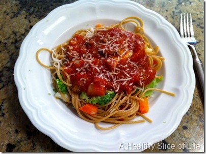 pasta veggies and sauce