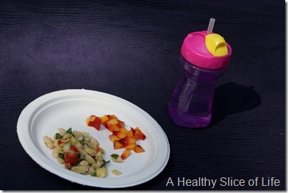 munchkin meals picnic- bean salad and fruit