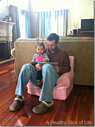 17 months- sitting with dad