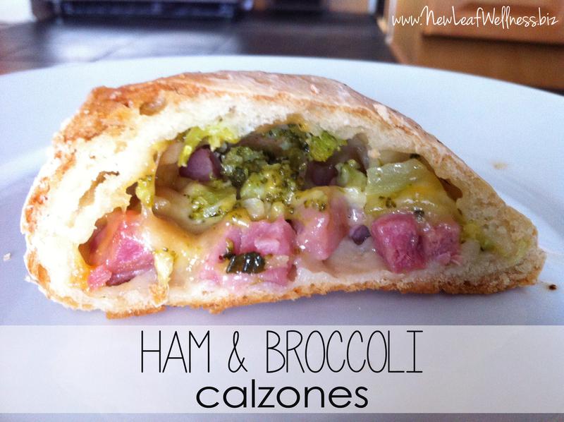 cooked and sliced ham and broccoli calzone