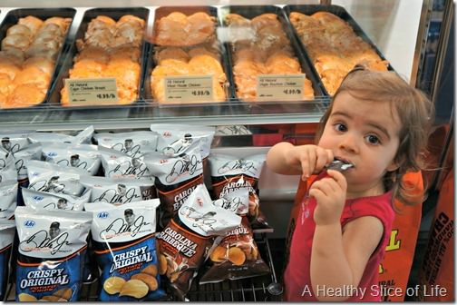 grocery shopping with a toddler- taking advantage of samples