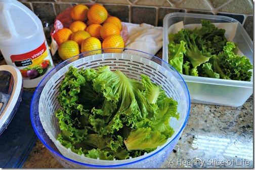 meal planning and grocery budget- washing organic greens