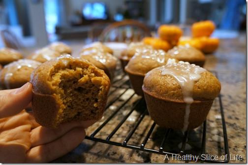 pumpkin muffins with chunky glaze