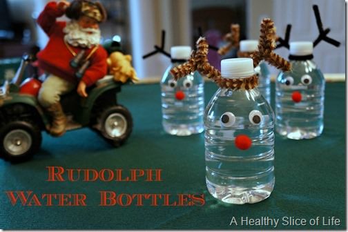 healthy christmas snacks for kids- Rudolph water bottles 1