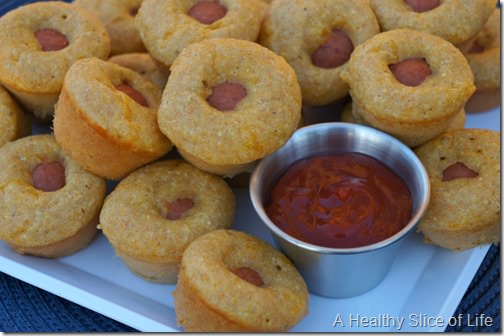 healthy corn dog muffins for kids- up close
