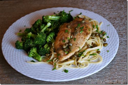 chicken piccatta with broccoli