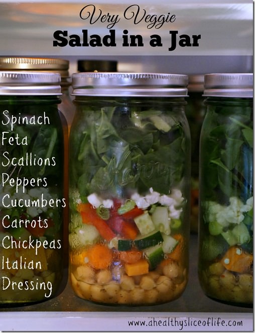 food prep- salad in a jar- very veggie