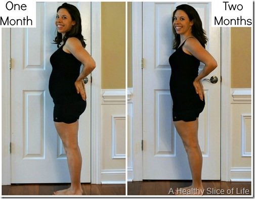 post second baby body- 1 month versus 2 months- side