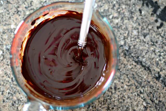 cherry almond dark chocolate bites- melted
