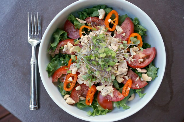 tuna salad with microgreens