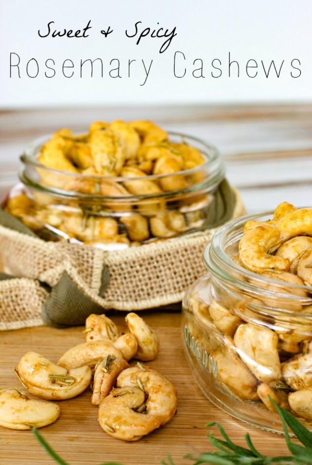 sweet and spicy rosemary cashews- for gatherings or gifts