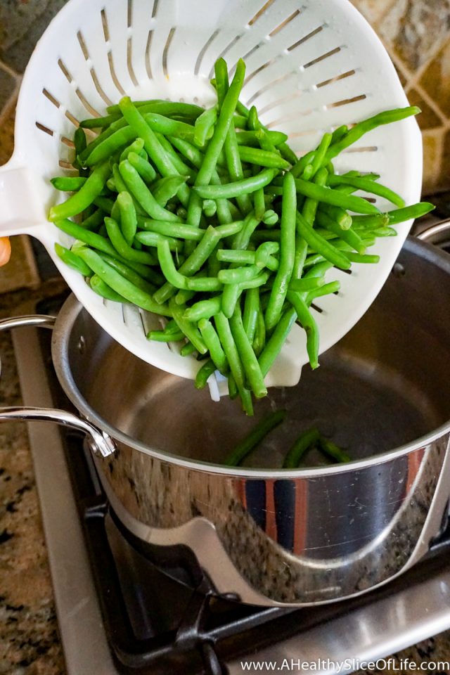 draining green beans