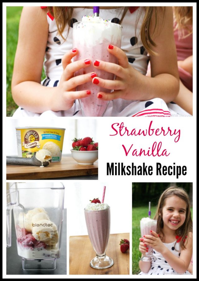 strawberry vanilla milkshake collage