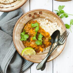 Slow Cooker Butternut Squash Dal with Cauliflower Rice
