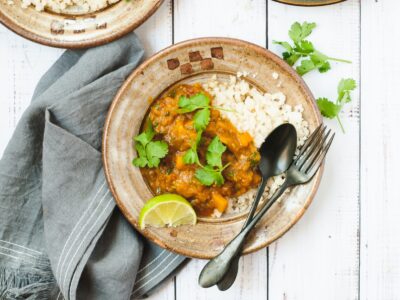 Slow Cooker Butternut Squash Dal with Cauliflower Rice