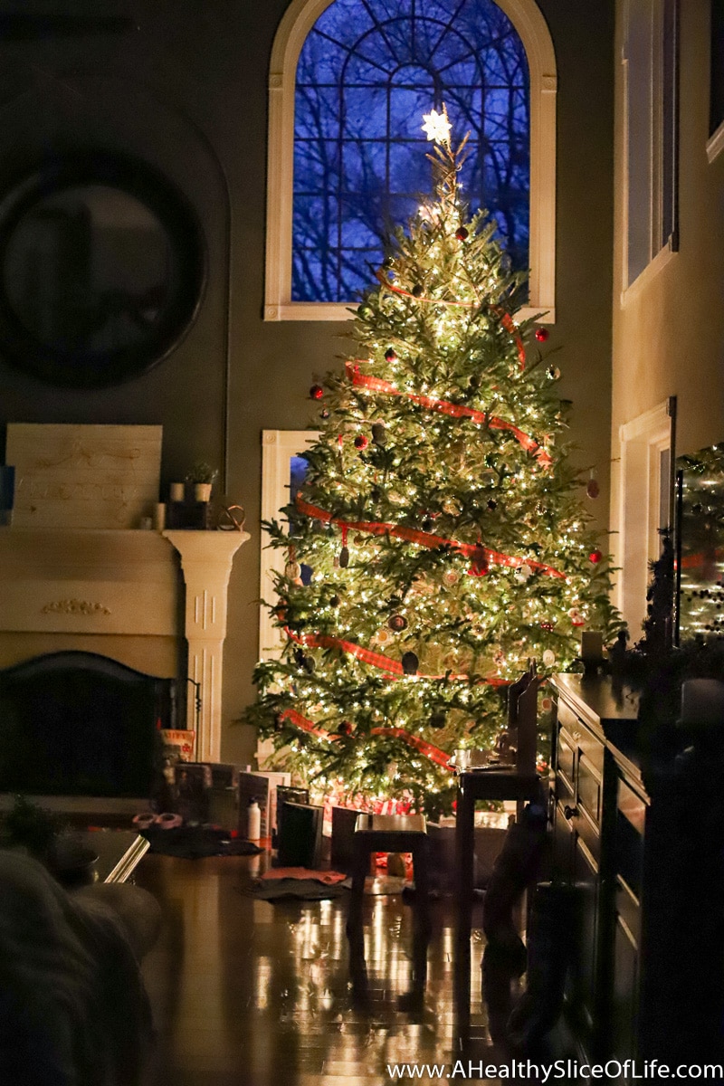 lit up Christmas tree